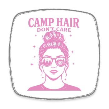 Camp Hair Don't Care Funny Camping Camper - Square fridge magnet - white - Front