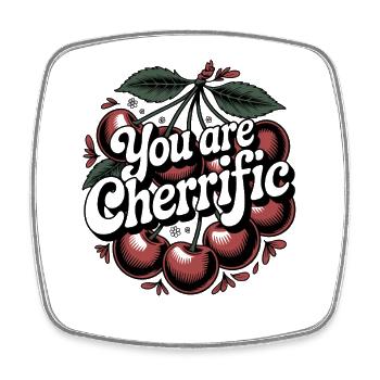 Cerise, tu es Cherrific Boho Cerises Jeu de mots - Magnet carré - blanc - Devant