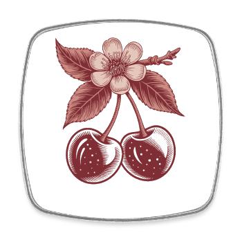 Illustration vintage rétro de cerisiers et de fleurs d'oho - Magnet carré - blanc - Devant