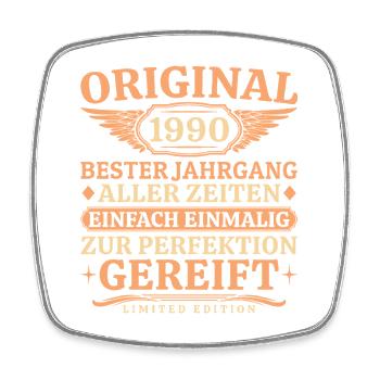 Original 1990 Vintage 35th Birthday - Square fridge magnet - white - Front