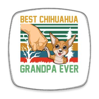 Bestes Chihuahua Opa Ever Grafik T-Shirt - Viereckiger Kühlschrankmagnet - Weiß - Vorne