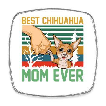 Chihuahua Mutter - Viereckiger Kühlschrankmagnet - Weiß - Vorne