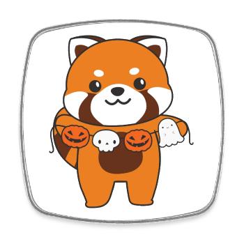 Red Panda Happy Halloween Pumpkin Ghost Costume - Square fridge magnet - white - Front