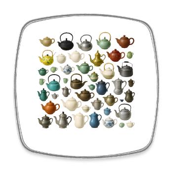 Collection de théières colorées variées - Magnet carré - blanc - Devant