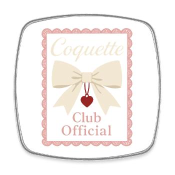 Coquette Aesthetic Bow Pattern Girly Pastel - Square fridge magnet - white - Front