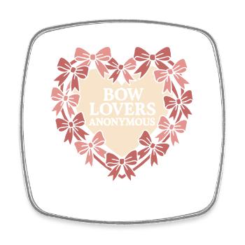 Coquette Aesthetic Bow Pattern Girly Pastel - Square fridge magnet - white - Front