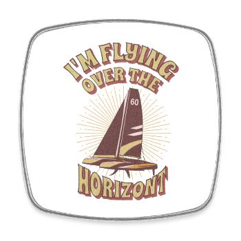 Segelboot; Katamaran mit inspirierendem Motto - Viereckiger Kühlschrankmagnet - Weiß - Vorne