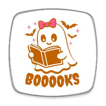 Ghost Girl Booooks - Costume d'Halloween - Magnet carré - blanc - Devant
