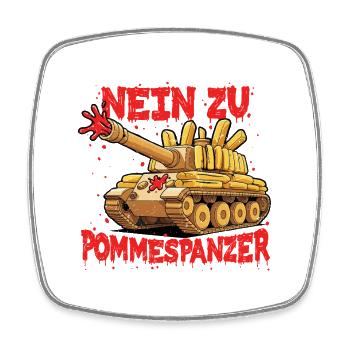 Nein zu Pommespanzer Sport Gym - Viereckiger Kühlschrankmagnet - Weiß - Vorne