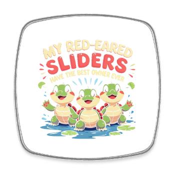 Red-eared Turtle - Square fridge magnet - white - Front