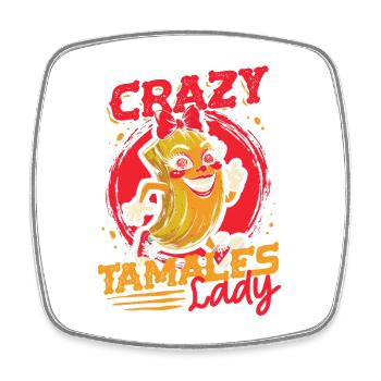 Tamale Crazy Tamales Lady - Viereckiger Kühlschrankmagnet - Weiß - Vorne