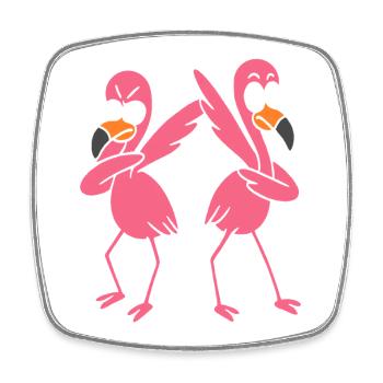 Zwei lustige tanzende Flamingos, Dabbing Giraffen - Viereckiger Kühlschrankmagnet - Weiß - Vorne
