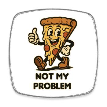 Pizzaparty Humor Motivationsmotiv - Viereckiger Kühlschrankmagnet - Weiß - Vorne