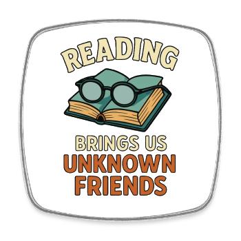 Reading Material Friendship Design - Square fridge magnet - white - Front