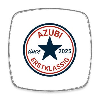 Azubi 2025 Erste Klasse Badge - Viereckiger Kühlschrankmagnet - Weiß - Vorne