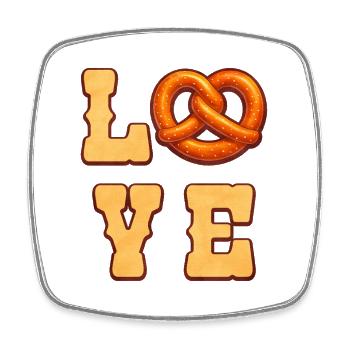 Motif d'amour en forme de bretzel salé - Magnet carré - blanc - Devant