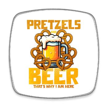Bretzel Bière Love Design - Magnet carré - blanc - Devant