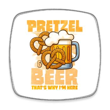 Pretzel and Beer Fun Motivation Pretzel - Square fridge magnet - white - Front
