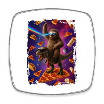 Space Explorers Dragon and Sloth - Square fridge magnet - white - Front