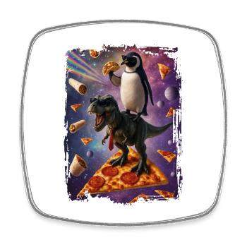 Galactic Animal Pizza Adventure - Square fridge magnet - white - Front