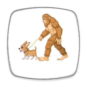 Bigfoot Walking Chihuahua Funny Chihuahua Owner  - Square fridge magnet - white - Front