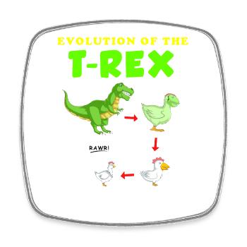 Die Entwicklung der T-Rex-Dinosaurier-Illustration - Viereckiger Kühlschrankmagnet - Weiß - Vorne