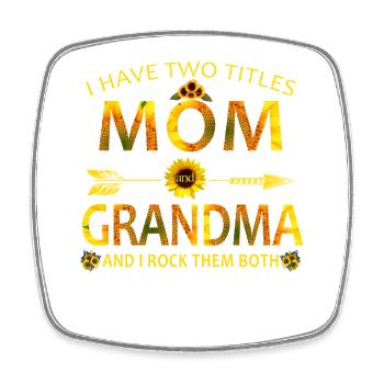 Chemise tournesol maman et grand-mère – T-shirt cadeau - Magnet carré - blanc - Devant