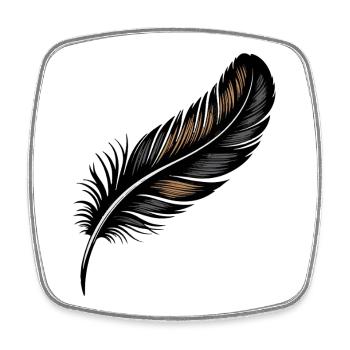 Elegant Black and Gold Feather Design - Square fridge magnet - white - Front