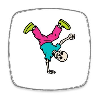 Neon Breakdancing Skeleton Retro Hip-Hop - Viereckiger Kühlschrankmagnet - Weiß - Vorne