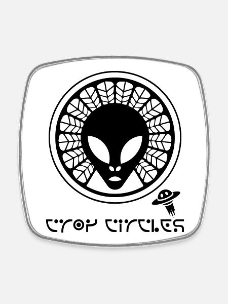 Ancient Alien Crop Circle - Square fridge magnet - white