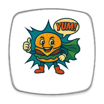 Leckerer Burger Cheeseburger Retro Fast Food USA - Viereckiger Kühlschrankmagnet - Weiß - Vorne