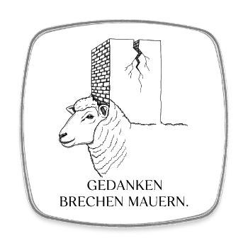 Les pensées brisent les murs - Motivation des moutons - Magnet carré - blanc - Devant