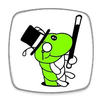 Caterpillar Sir Mr. Rich Monocle Glasses Cylinder Hole - Square fridge magnet - white - Front