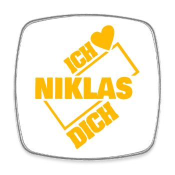 Niklas - Viereckiger Kühlschrankmagnet - Weiß - Vorne