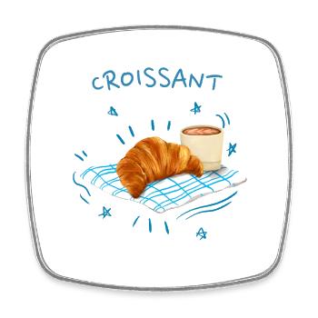 Croissant Blue Retro Design - Square fridge magnet - white - Front