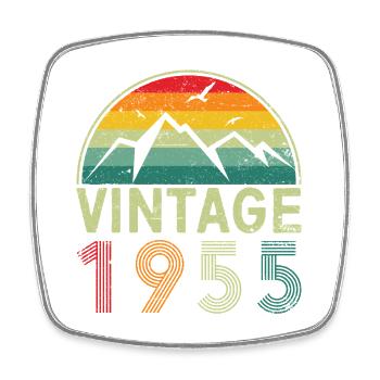 Vintage Mountain Sunset Design - Square fridge magnet - white - Front