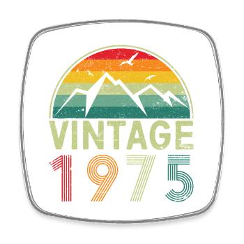 Vintage Mountain Sunset Design - Square fridge magnet - white - Front