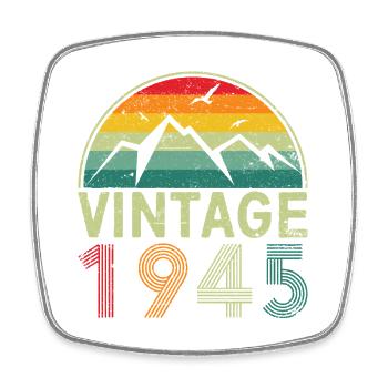 Vintage Mountain Sunset Illustration - Square fridge magnet - white - Front