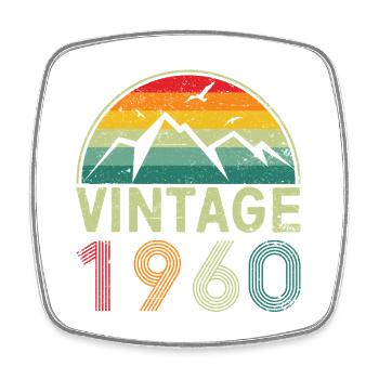 Vintages Bergsonnenuntergang-Design - Viereckiger Kühlschrankmagnet - Weiß - Vorne