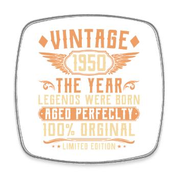 75. Geburtstag Vintage - Jahrgang 1950 - Viereckiger Kühlschrankmagnet - Weiß - Vorne