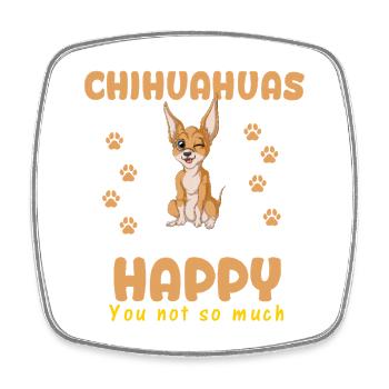 Chihuahua Winking Happy Dog T-Shirt - Square fridge magnet - white - Front