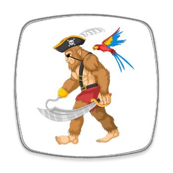 Drôle Pirate Bigfoot Épée Perroquet Aventure - Magnet carré - blanc - Devant