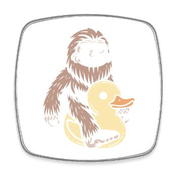 Bigfoot Quietscheente Gummiente Ente - Viereckiger Kühlschrankmagnet - Weiß - Vorne