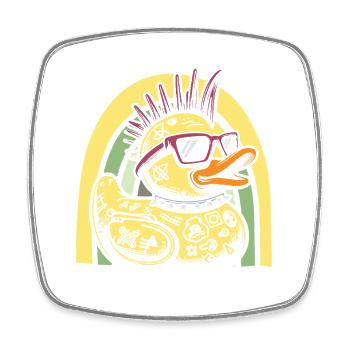Punk Duck Punk Rocker Canard en caoutchouc Canard en caoutchouc - Magnet carré - blanc - Devant