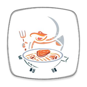 Grill Ente Badeente Quietscheente Barbeque Grillen - Viereckiger Kühlschrankmagnet - Weiß - Vorne
