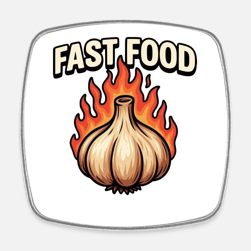 Fiery Garlic Cartoon - Square fridge magnet - white