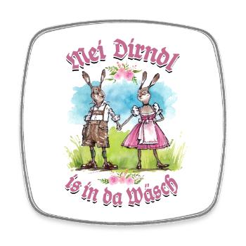 Mei Dirndl is in da Wäsch - Dirndl Ersatz, Tracht - Magnet carré - blanc - Devant