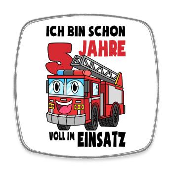 5 Geburtstag Feuerwehr Geschenk Junge 5 Jahre - Viereckiger Kühlschrankmagnet - Weiß - Vorne