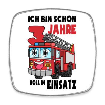 3 Geburtstag Feuerwehr Geschenk Junge 3 Jahre - Viereckiger Kühlschrankmagnet - Weiß - Vorne
