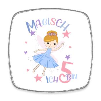 Birthday shirt 5 years girl 5th birthday fairy - Square fridge magnet - white - Front